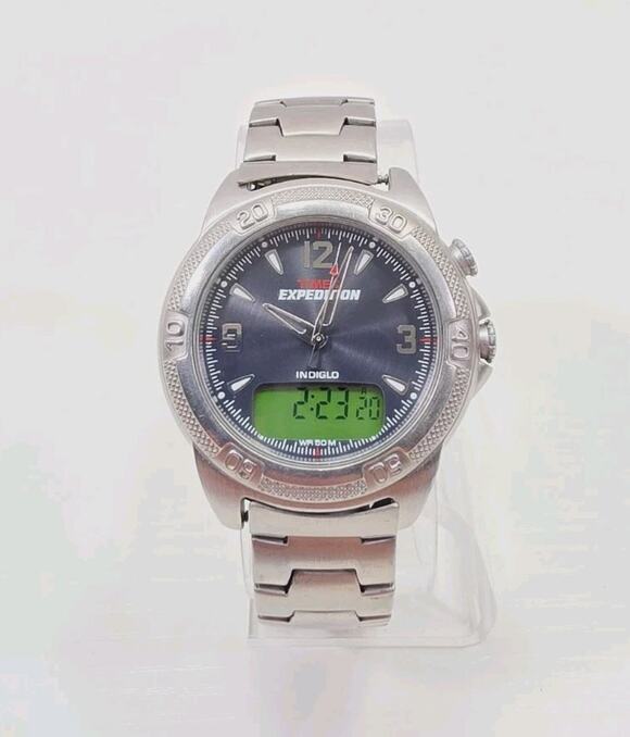 Timex Expedition iControl Mens Stainless Steel Analog-Digital Watch New Battery main image 6